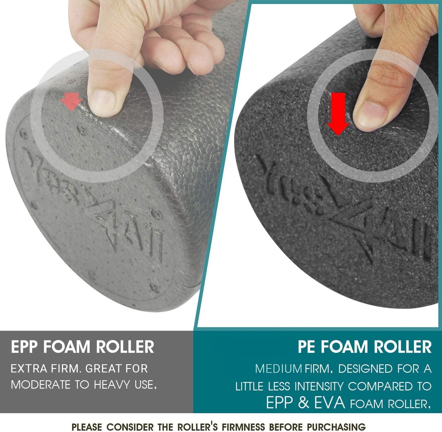 Medium Firm round PE Foam Roller for Pilates, Yoga, Stretching, Balance & Core Exercises
