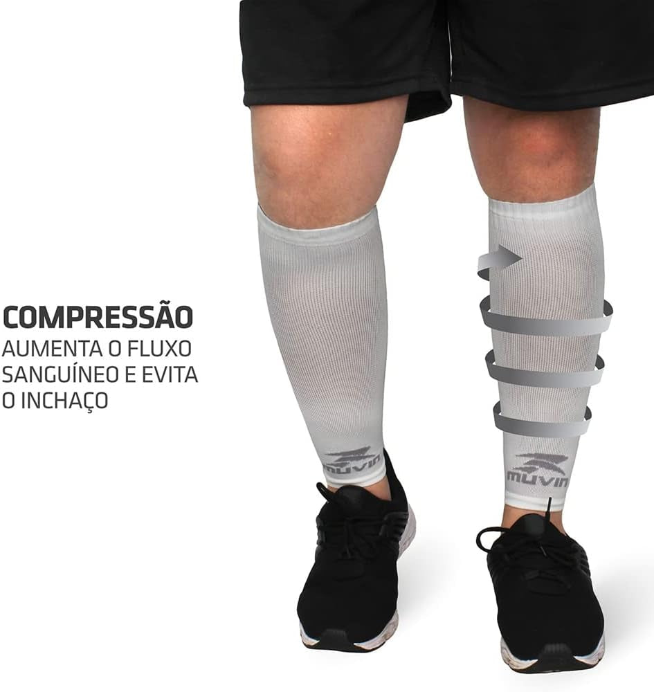 Solid Calf Compression Sleeves for Men & Women - Running, Sports - Shin Splints, Leg Pain, Muscle Pain Relief (L, White)